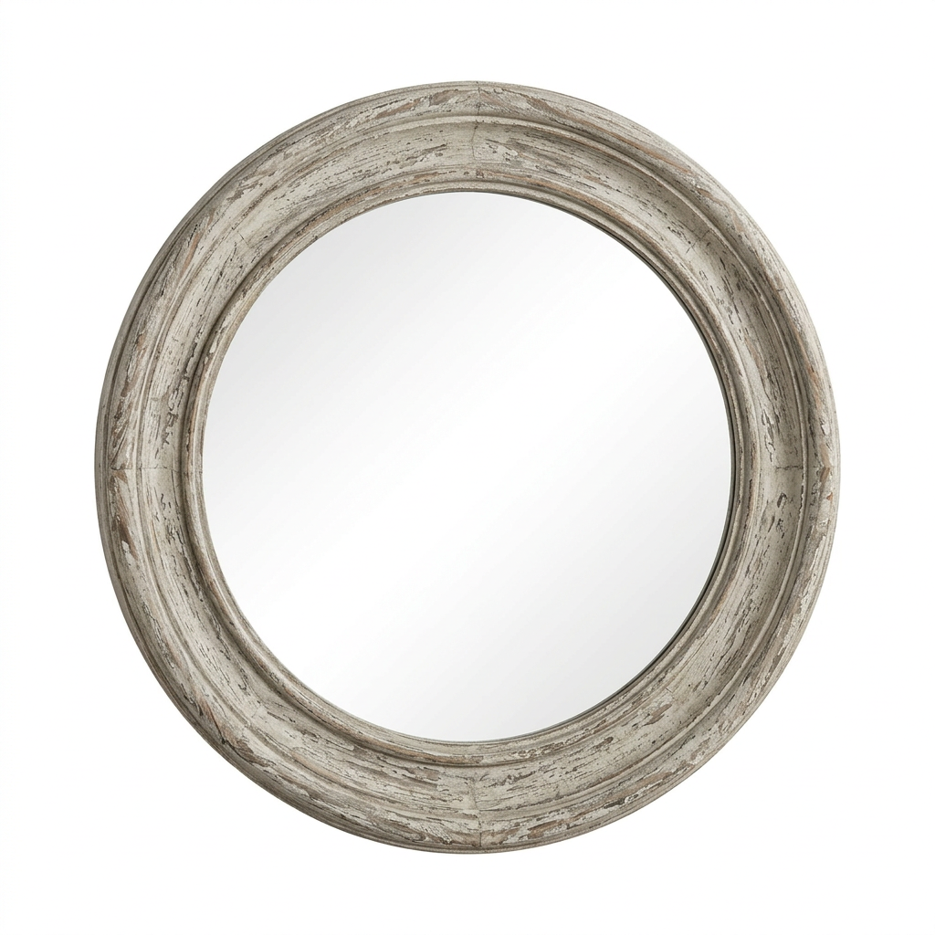 Distressed Round Wall Mirror