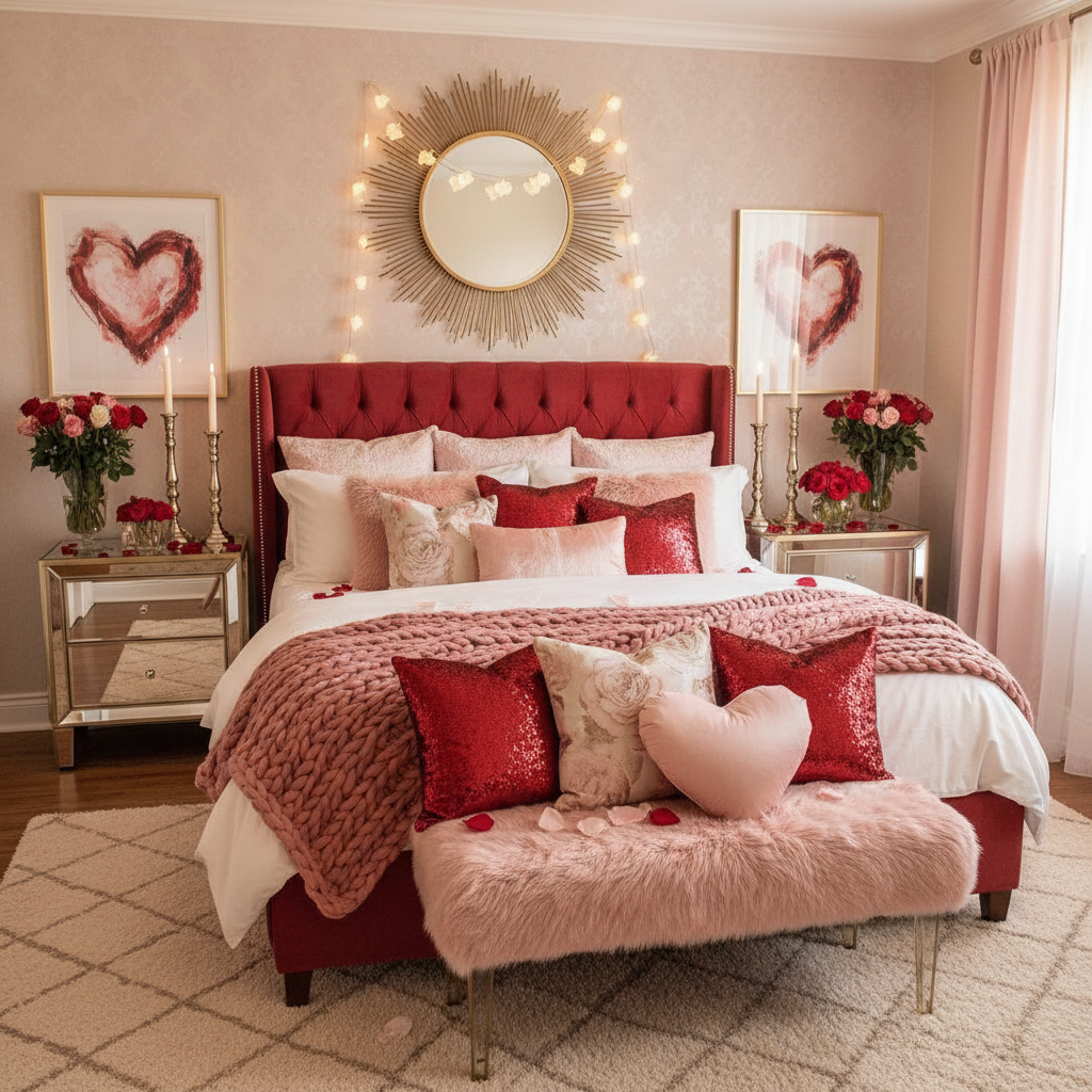 Glam Valentine's Day Master Bedroom