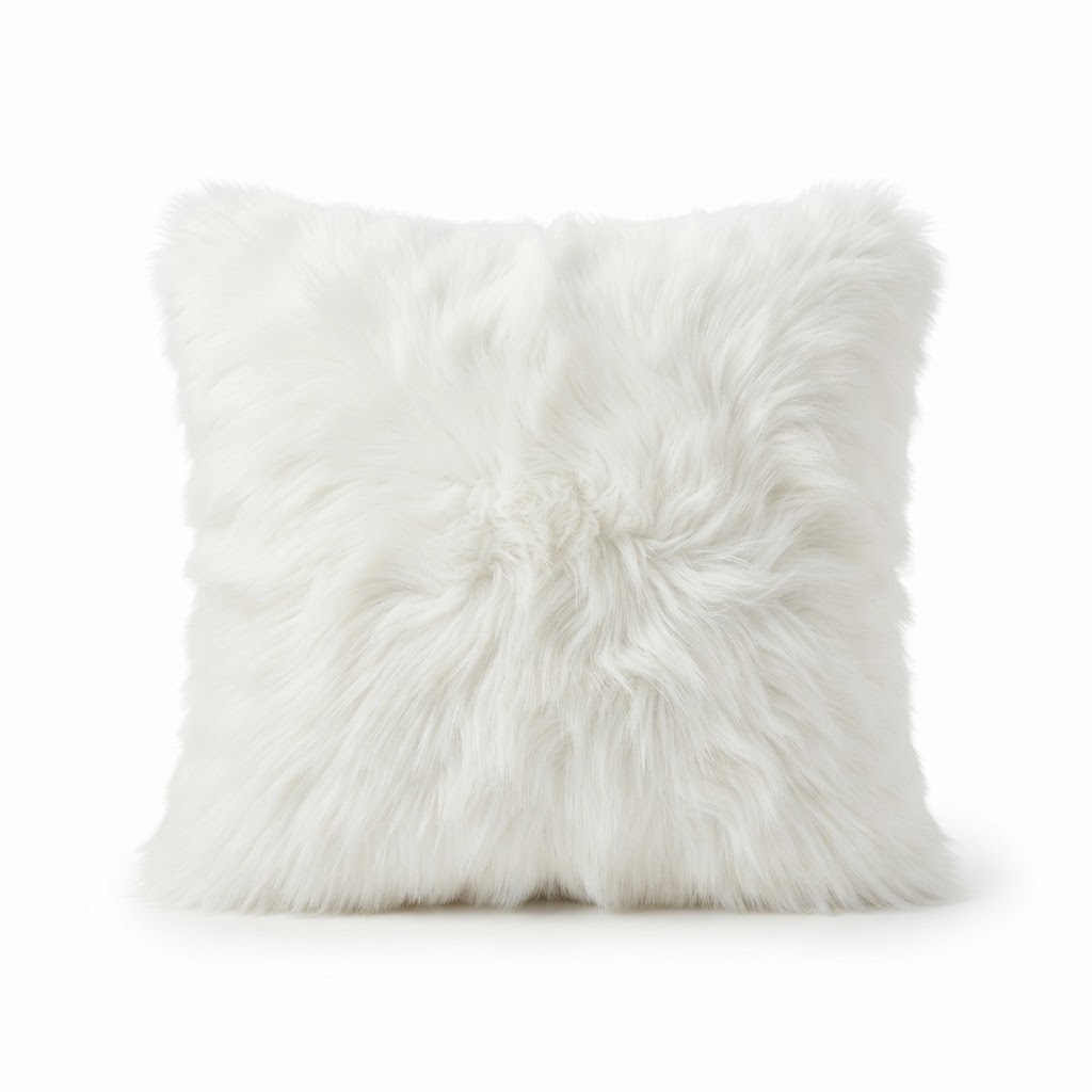 Faux Fur White Throw Pillow