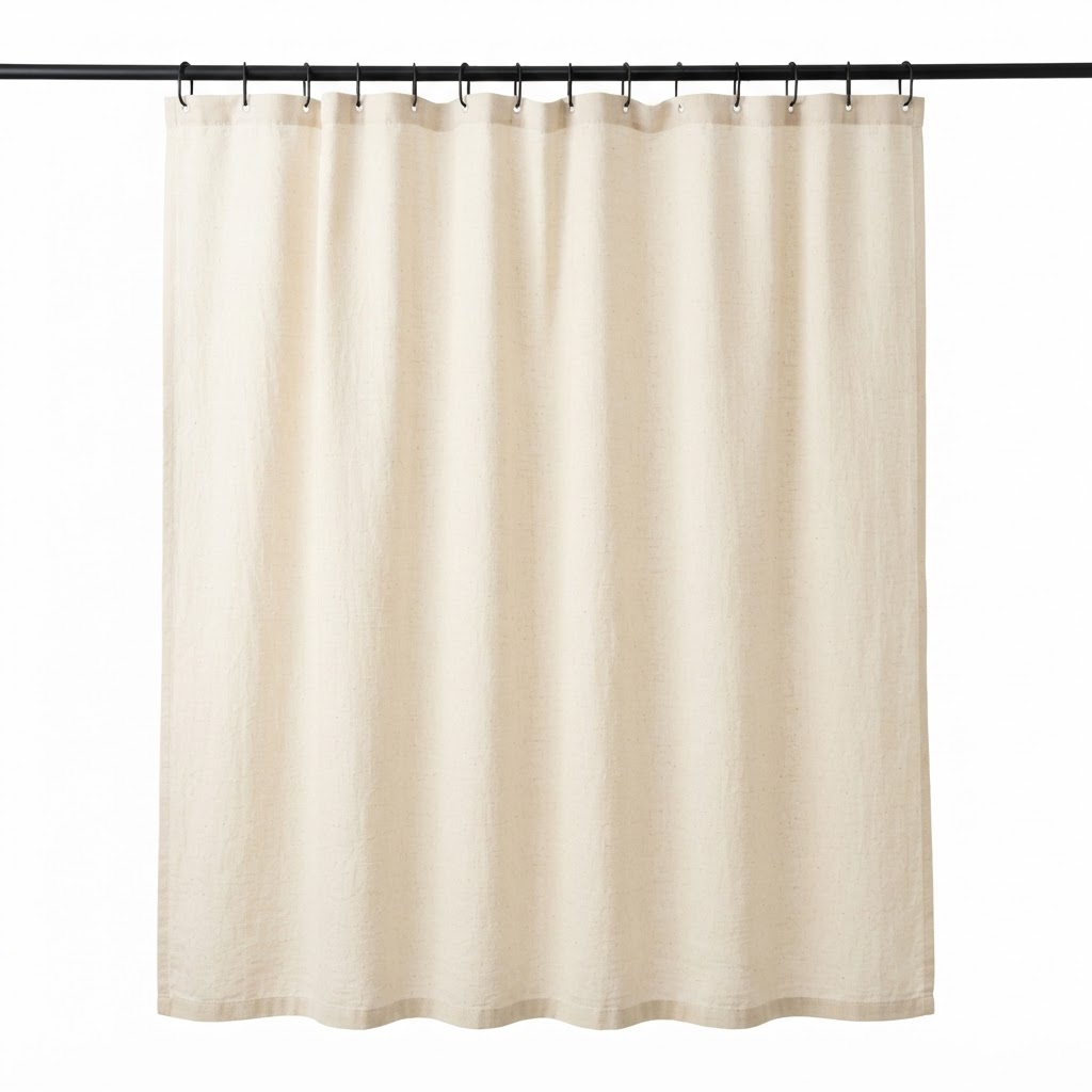 Spring linen-blend shower curtain in ivory
