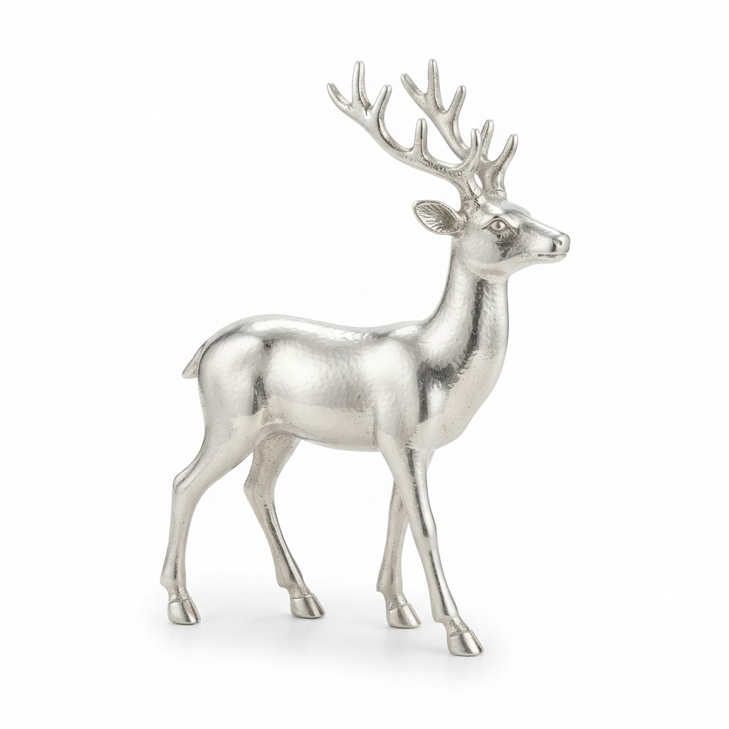 Silver Metal Reindeer Figurine