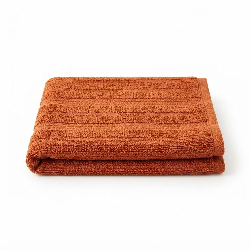 Textured Burnt Orange Cotton Hand Towels