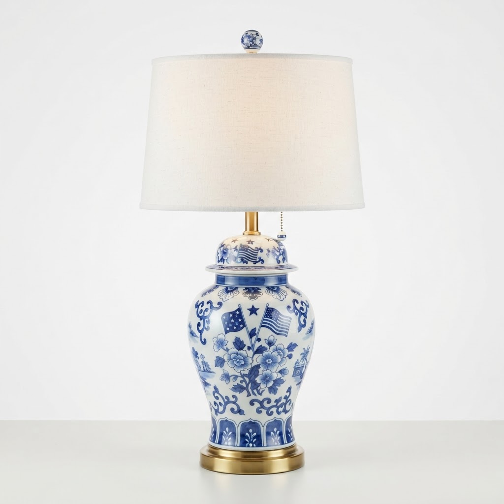Blue and White Porcelain Table Lamp