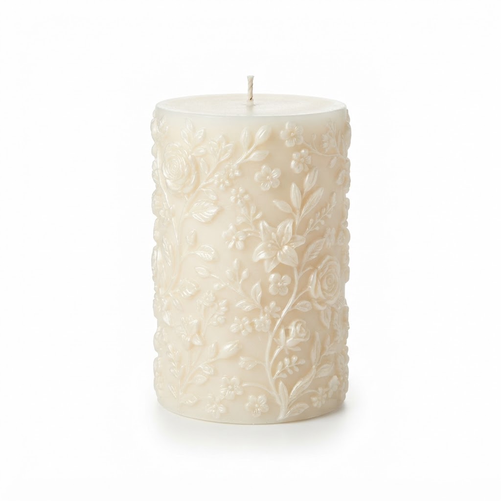 Scented Floral Pillar Candle
