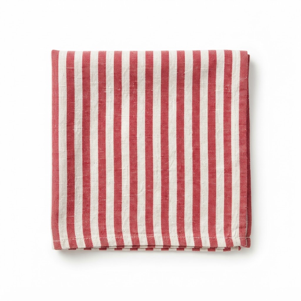Red and White Striped Linen Napkins