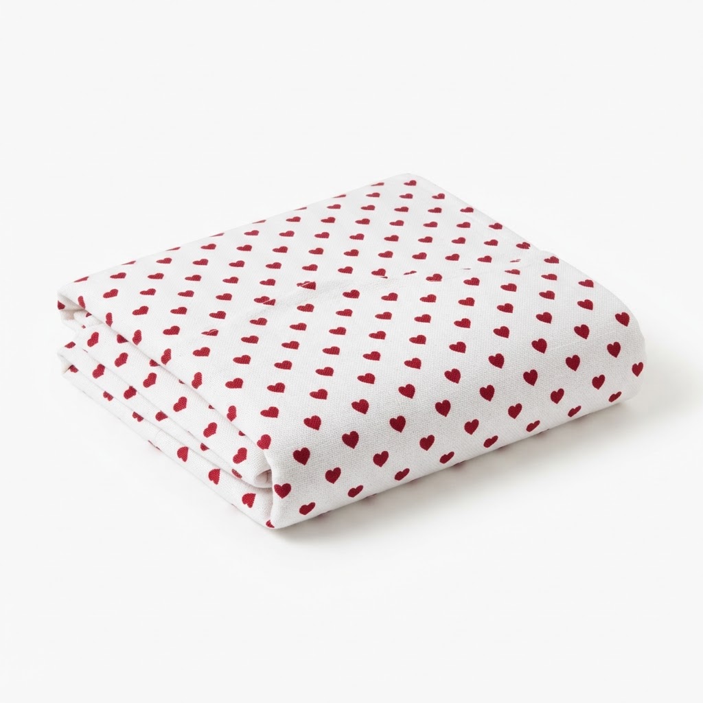 Cotton Red Hearts Bedspread