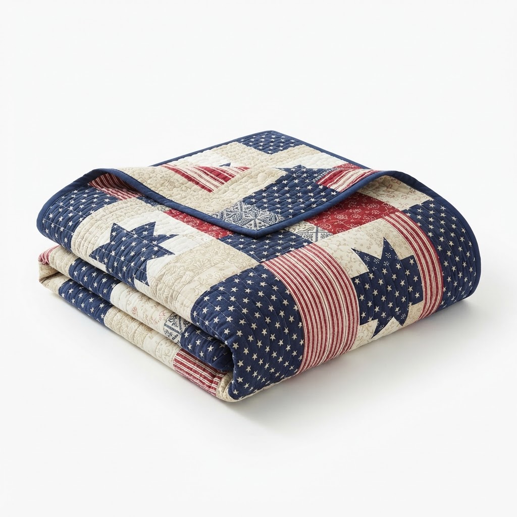 Transitional Americana Quilted Bedspread