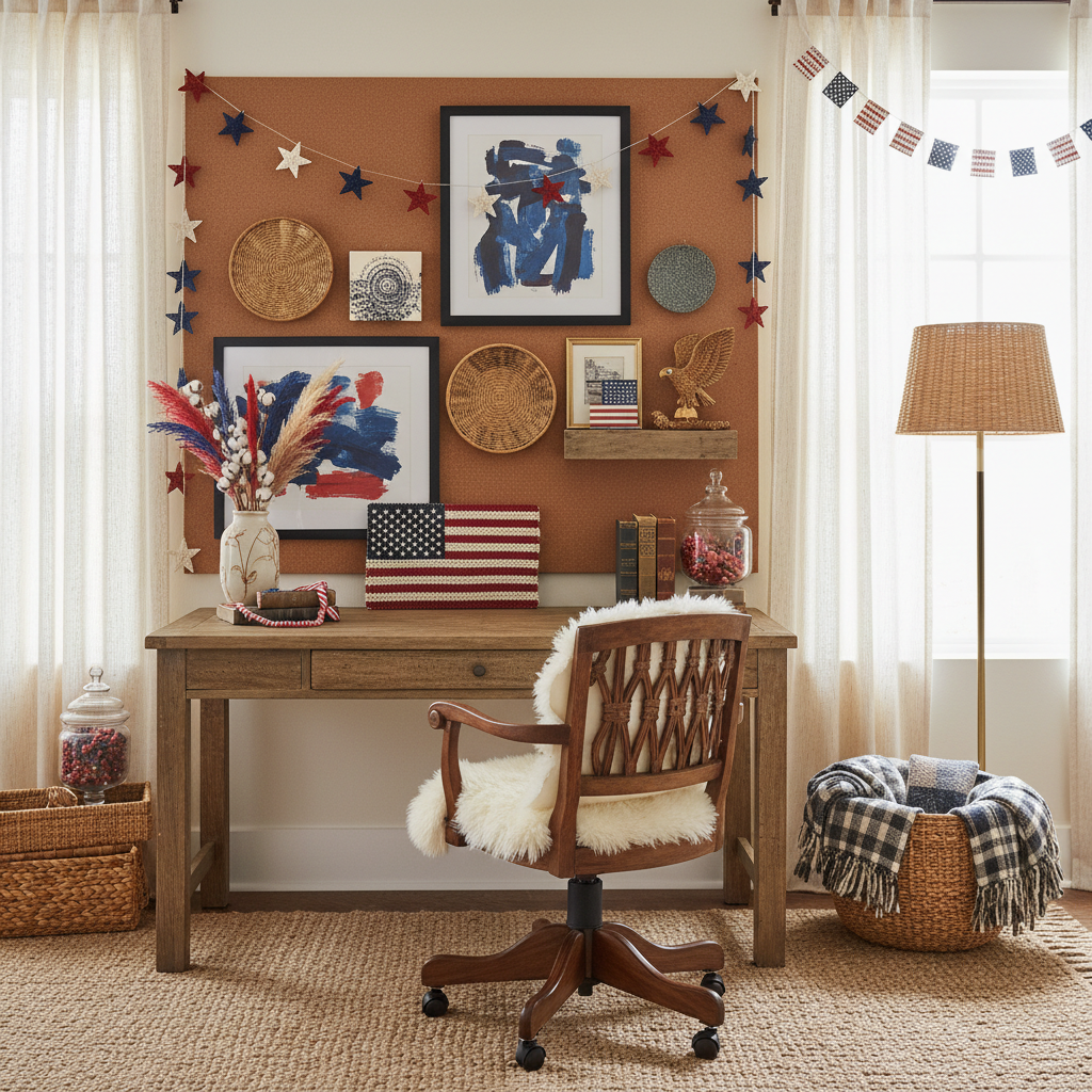 Boho Independence Day (4th of July) Home Office