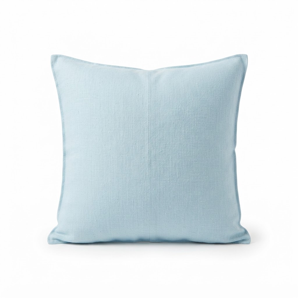 Pastel Blue Linen Throw Pillow