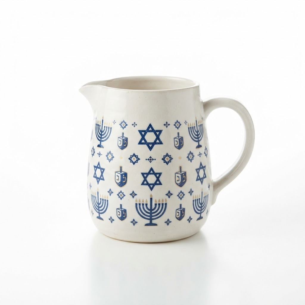 White Ceramic Decorative Serving Pitcher