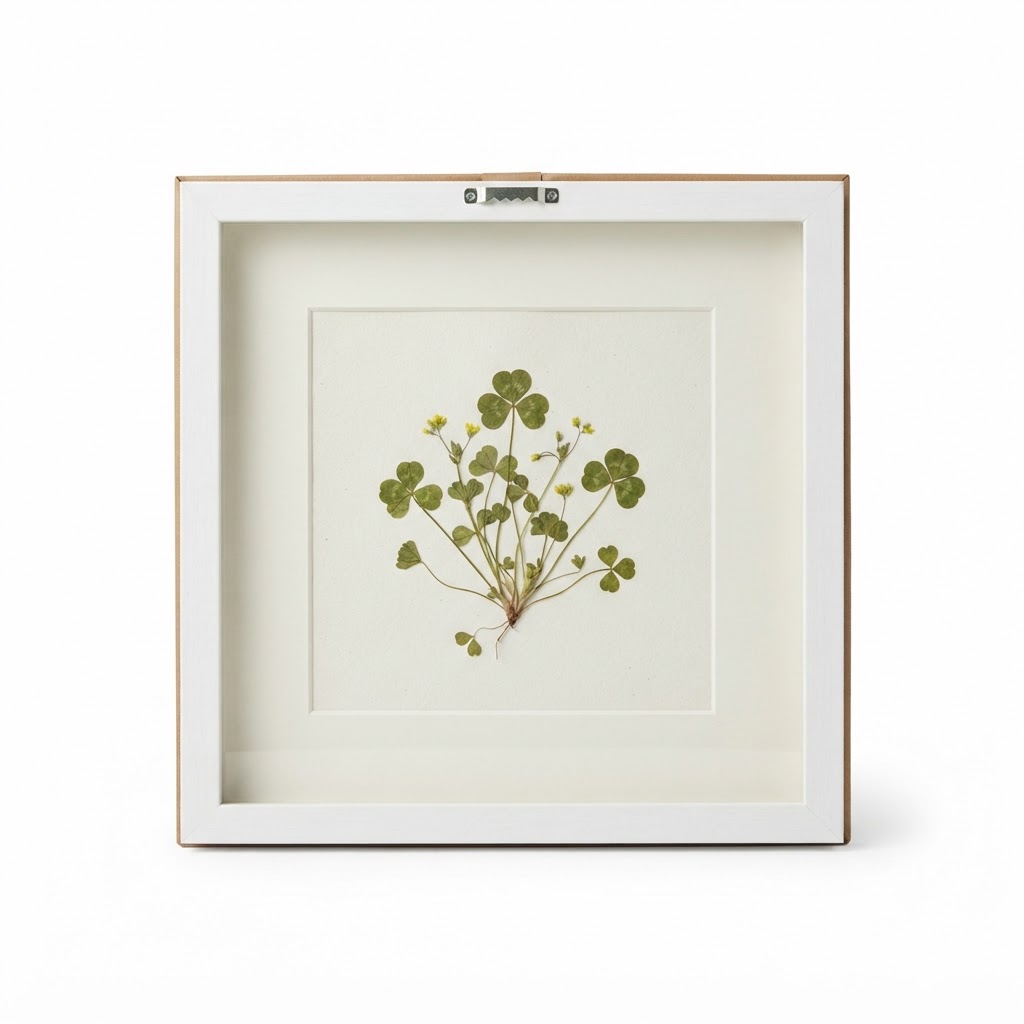 White Framed Shamrock Botanical Art