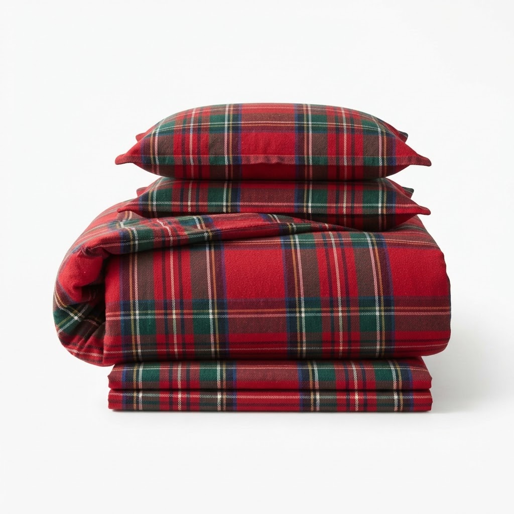 Festive Red and Green Plaid Bedding Set
