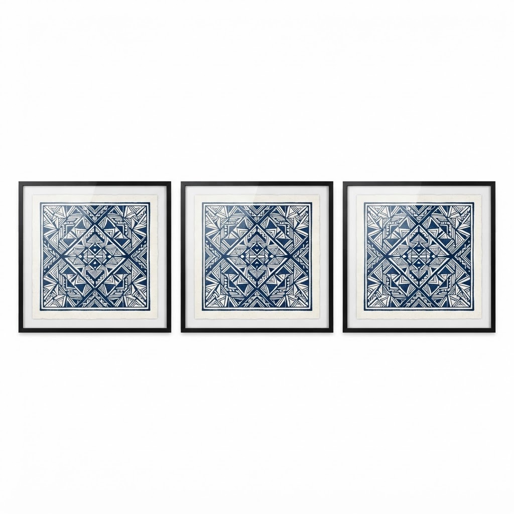 Indigo Geometric Wall Print Set