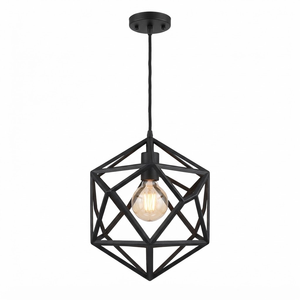 Matte Black Geometric Pendant Light