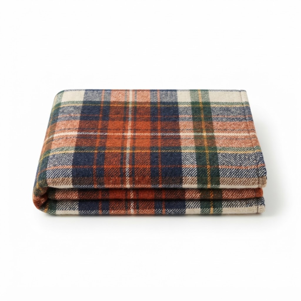 Plaid Wool Blend Throw