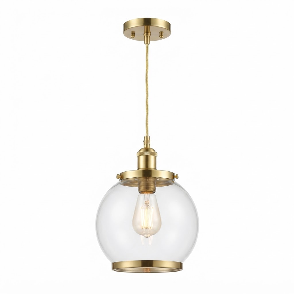 Brass Pendant Light with Clear Glass