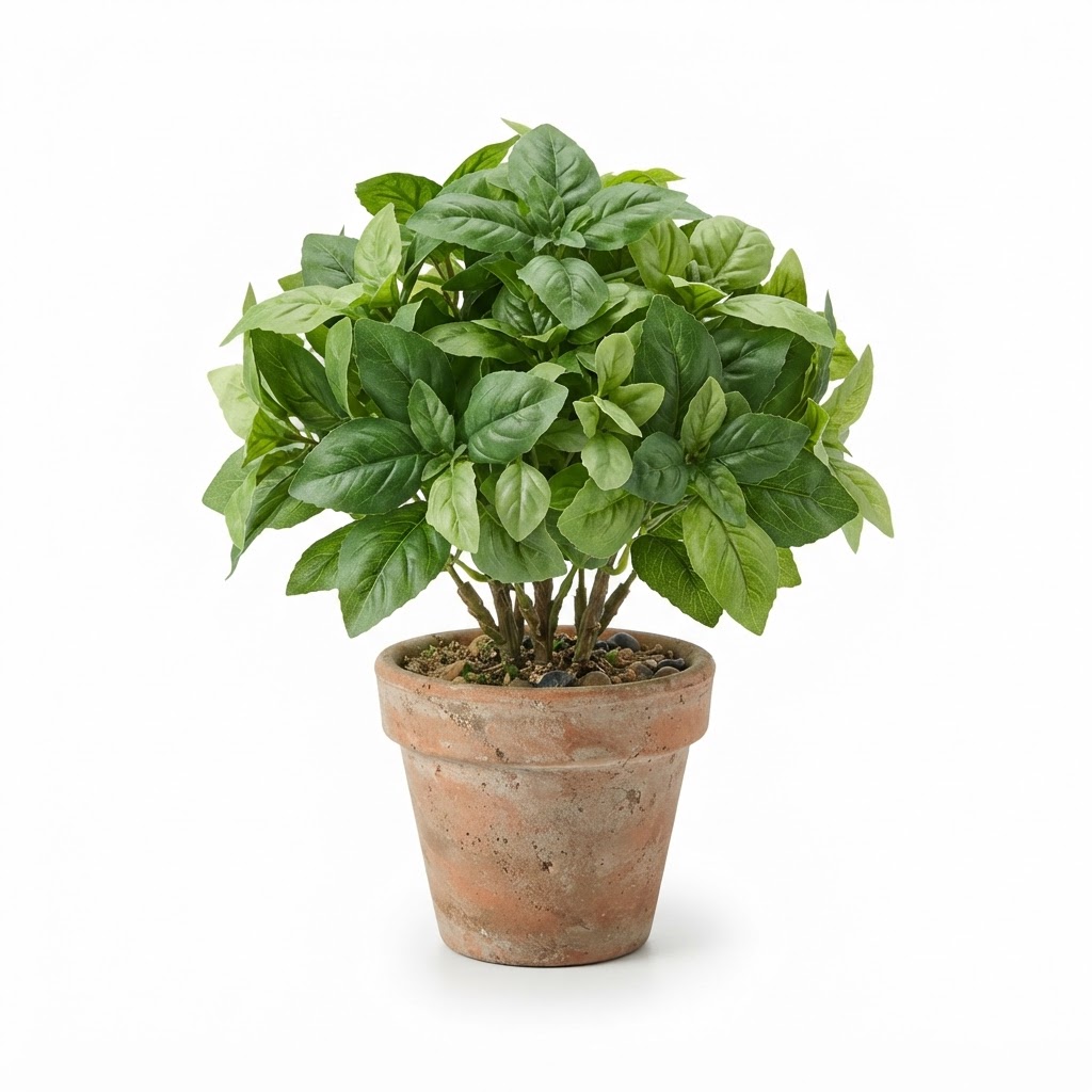 Artificial Potted Basil Greenery