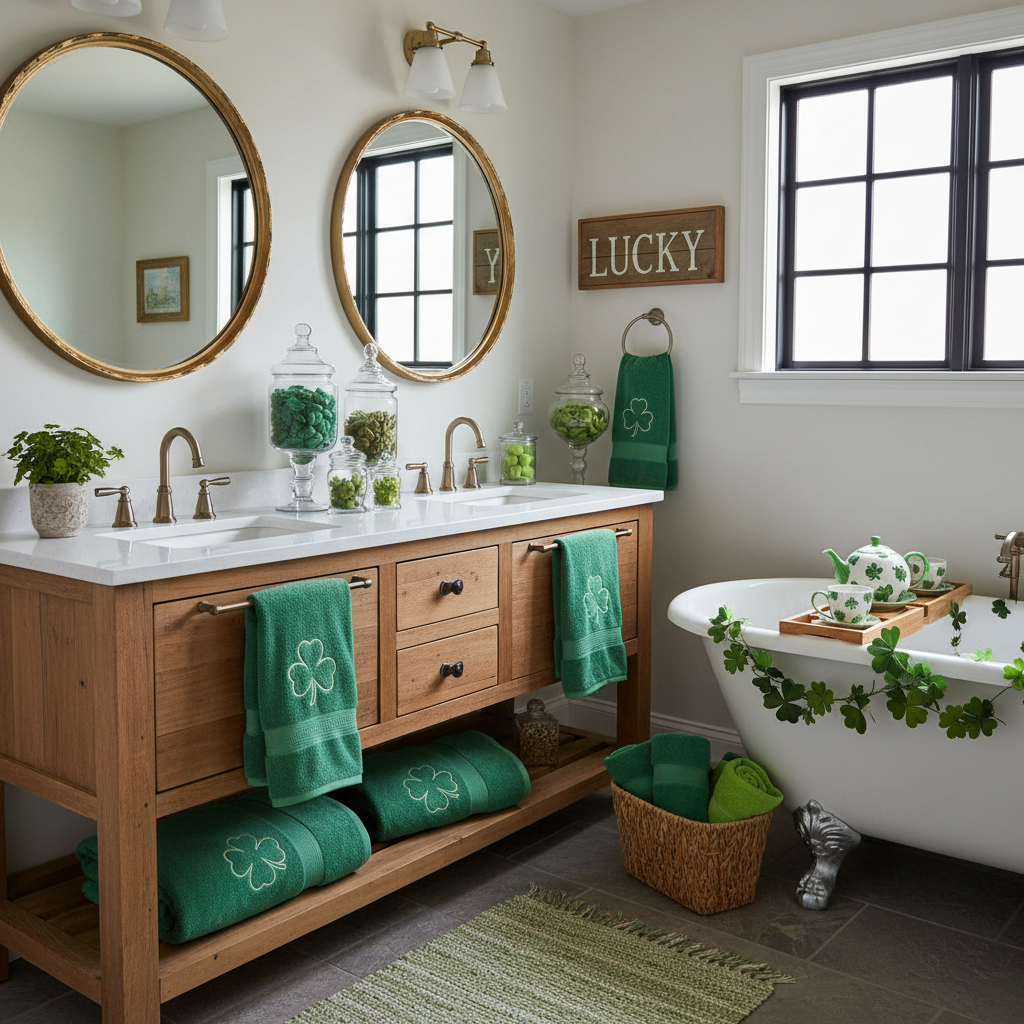 Modern Farmhouse St. Patrick's Day Master Bathroom