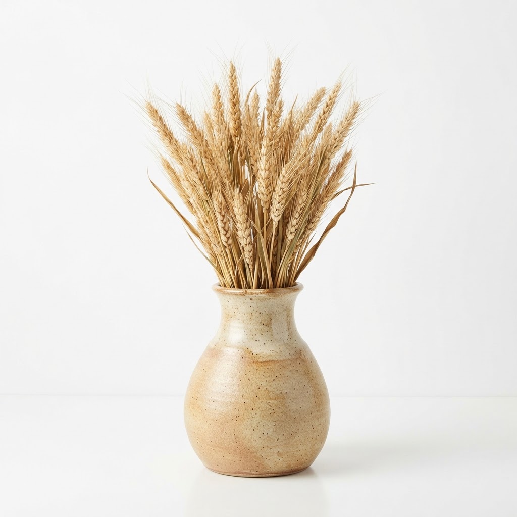 Dried Wheat Grass Ceramic Vase