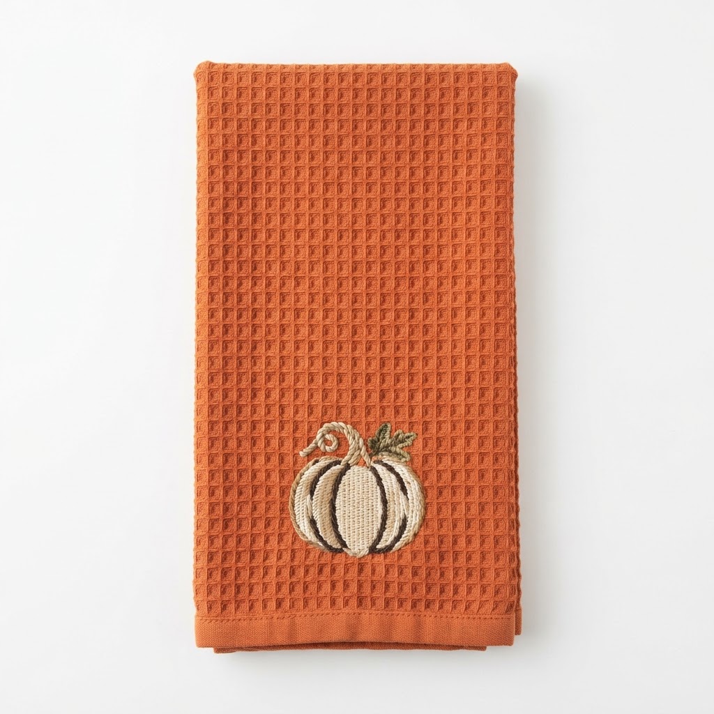 Textured Waffle Weave Pumpkin Towels