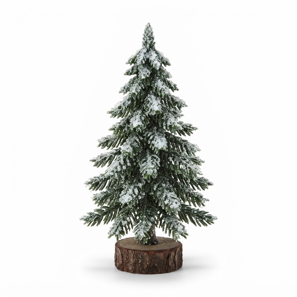Winter Frosted Alpine Tree Figurines