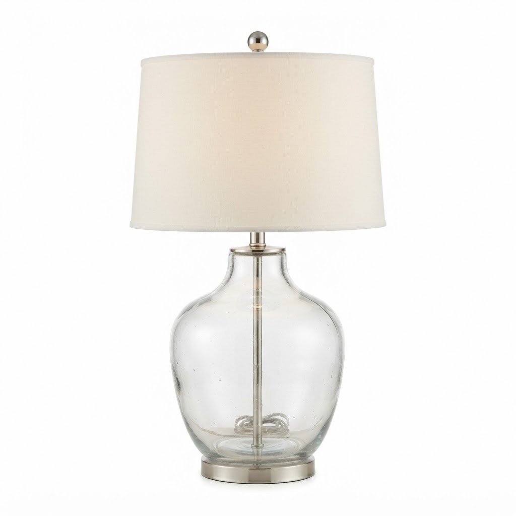 Transitional Glass Base Table Lamp