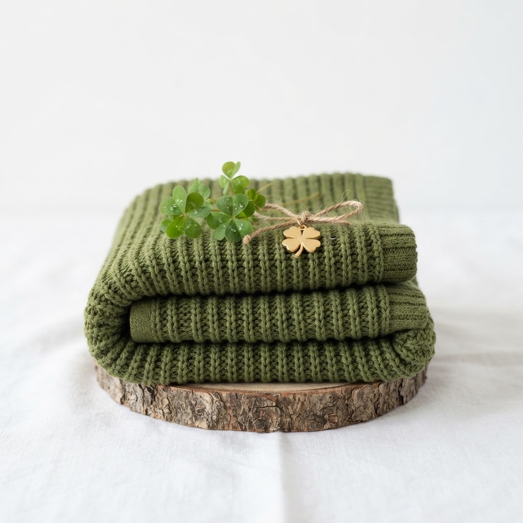 core Moss Green Knitted Cotton Towel