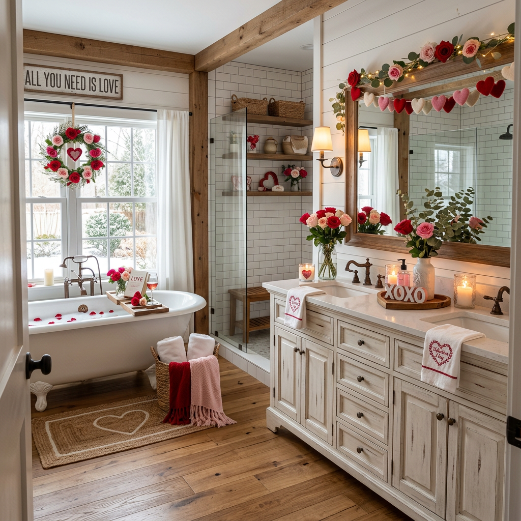 Farmhouse Valentine's Day Master Bathroom