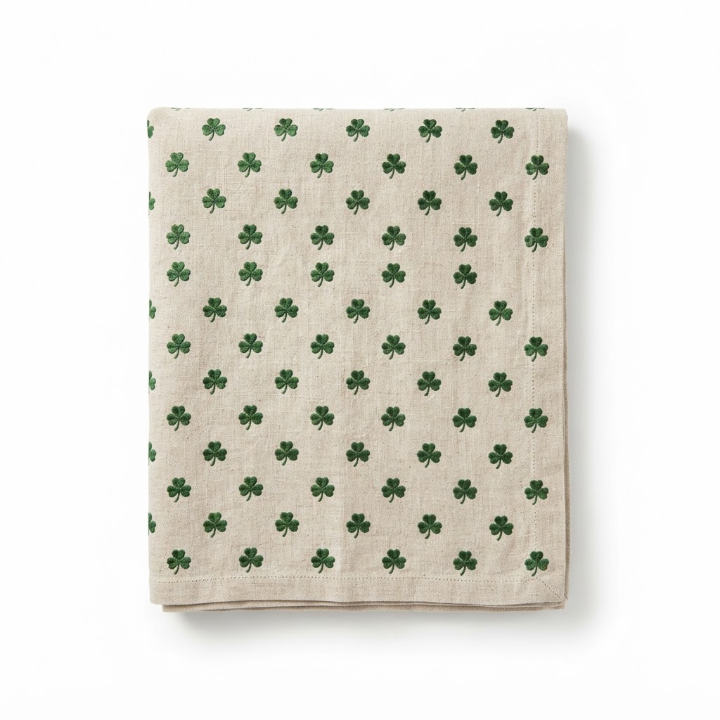 core Shamrock Embroidered Linen Throw