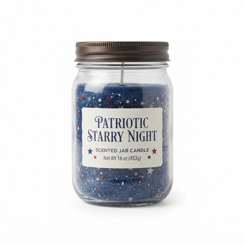 Patriotic Starry Night Scented Jar Candle