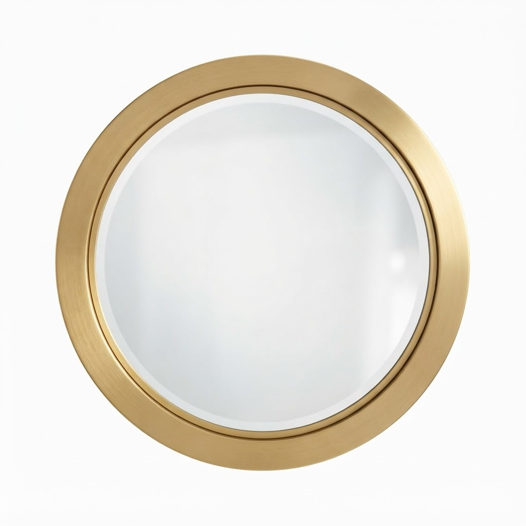 Transitional Brushed Gold Round Mirror