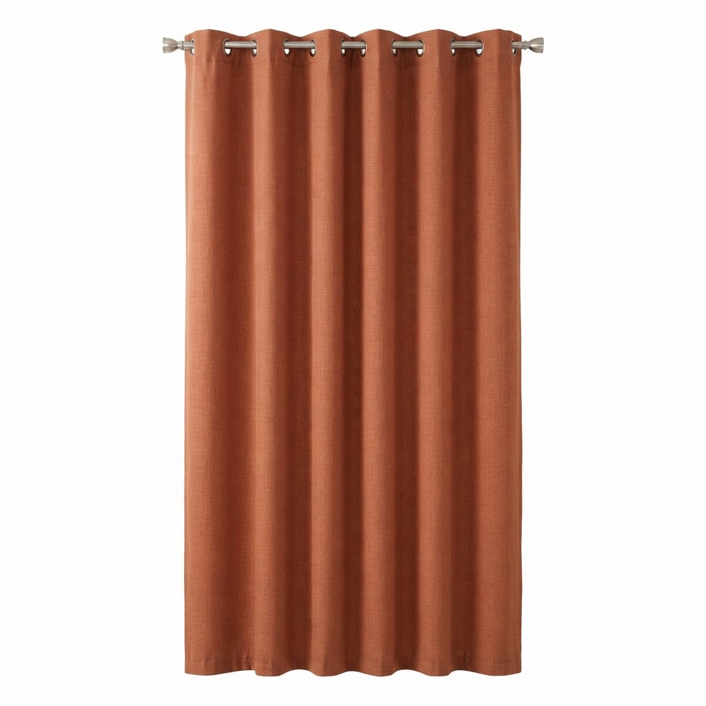 Transitional Terracotta Fabric Window Curtains