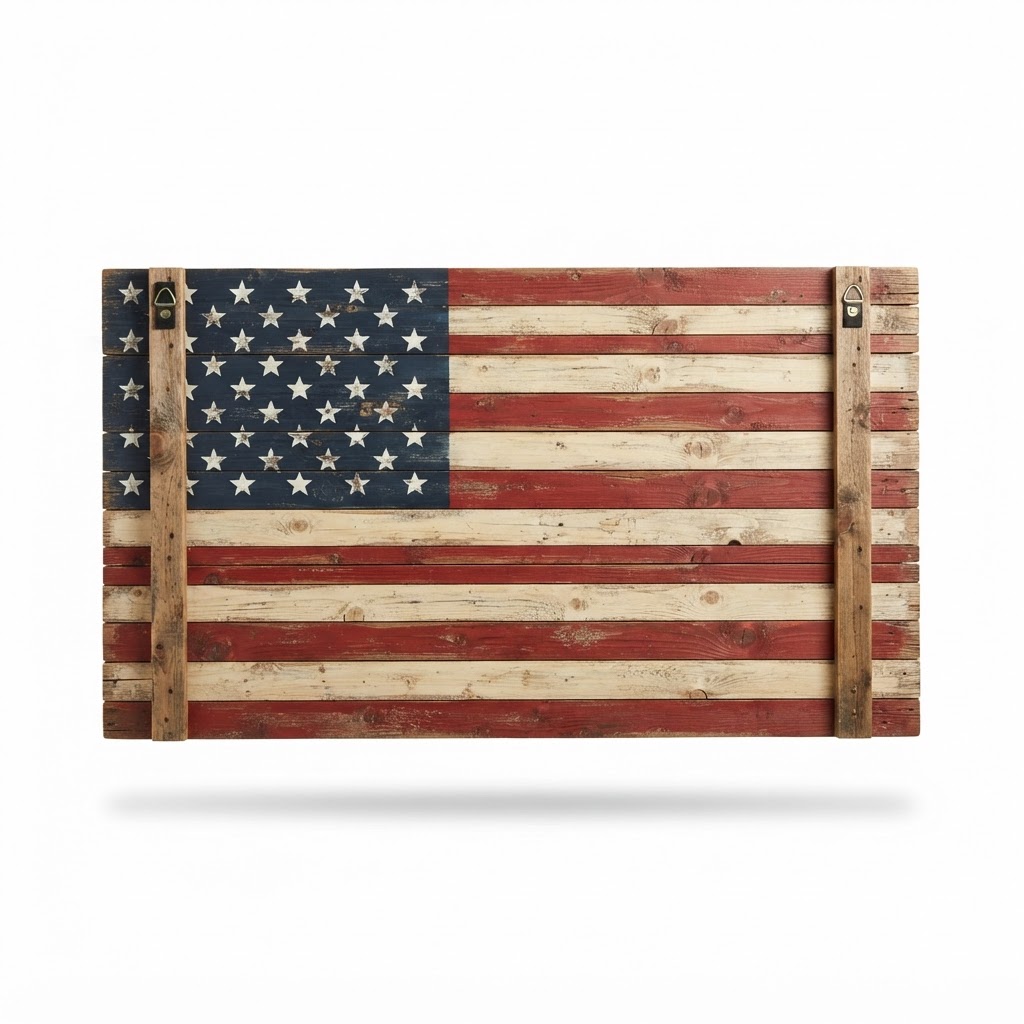 Patriotic Wooden Wall Flag