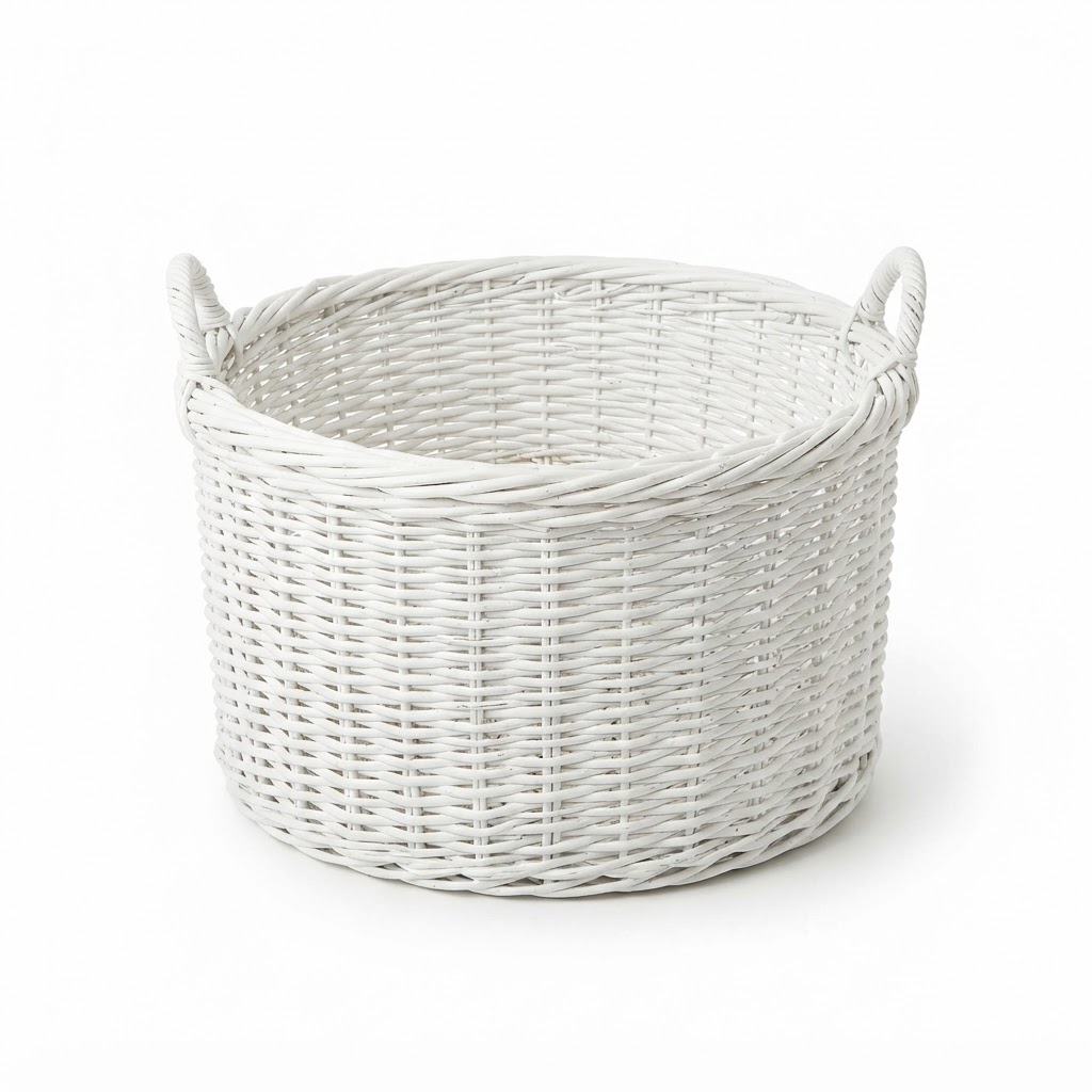 White Rattan Storage Basket