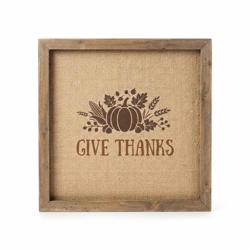 Thanksgiving Burlap-Style Framed Wall Art