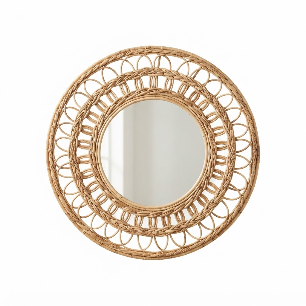 Rattan Round Wall Mirror