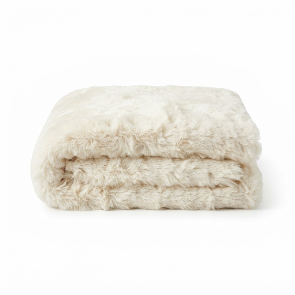 Warm White Faux Fur Throw Blanket