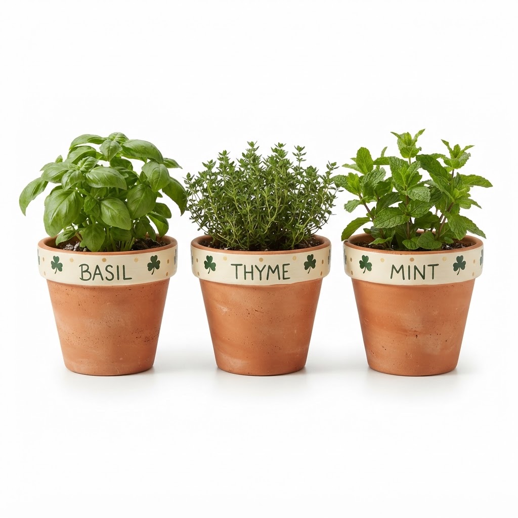 Terracotta Herb Pot Set