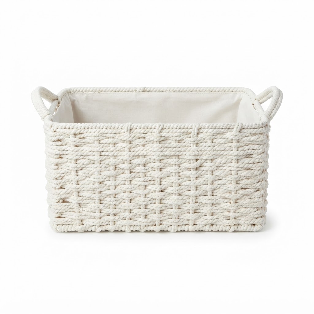 White Woven Storage Basket