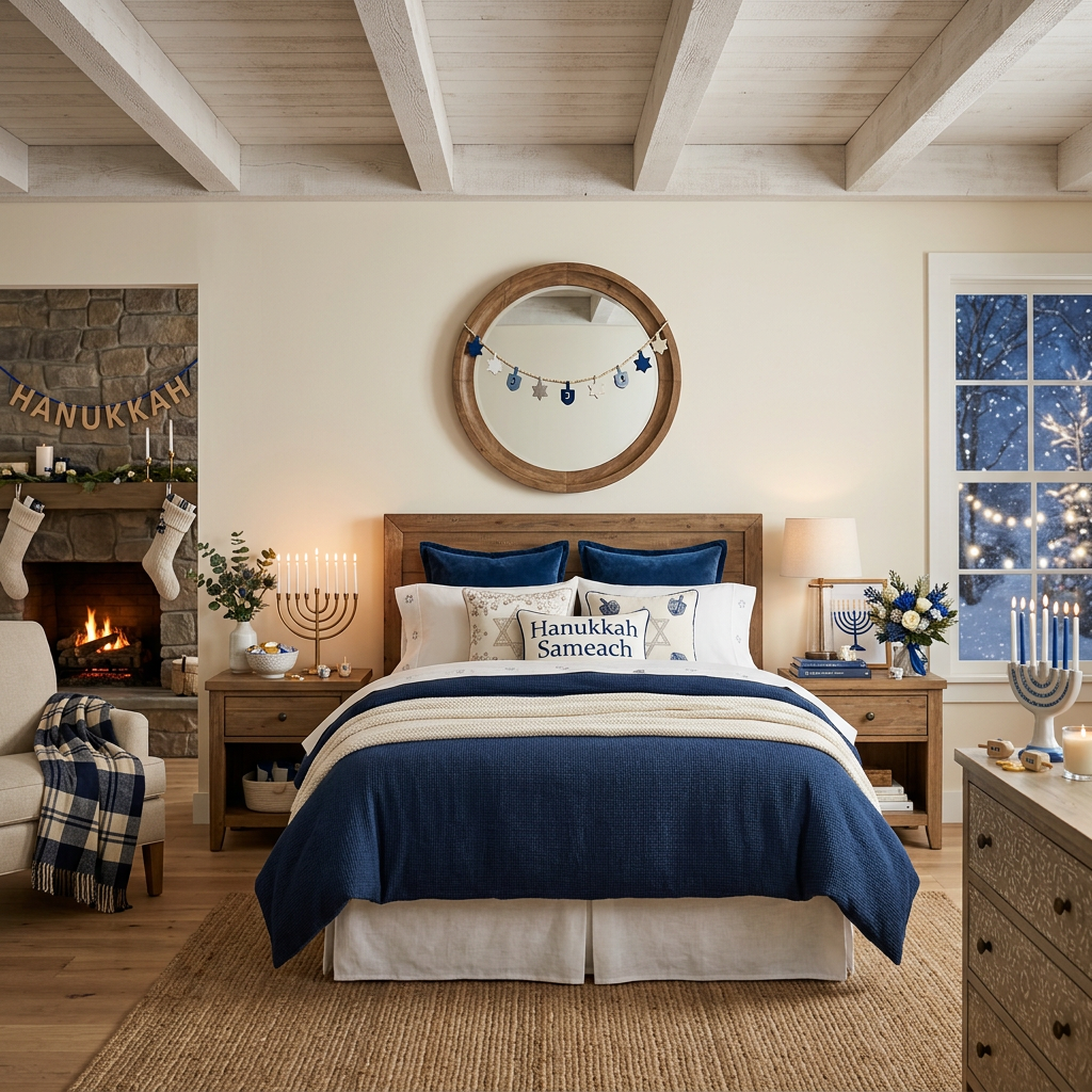 Modern Cottage Hanukkah Master Bedroom