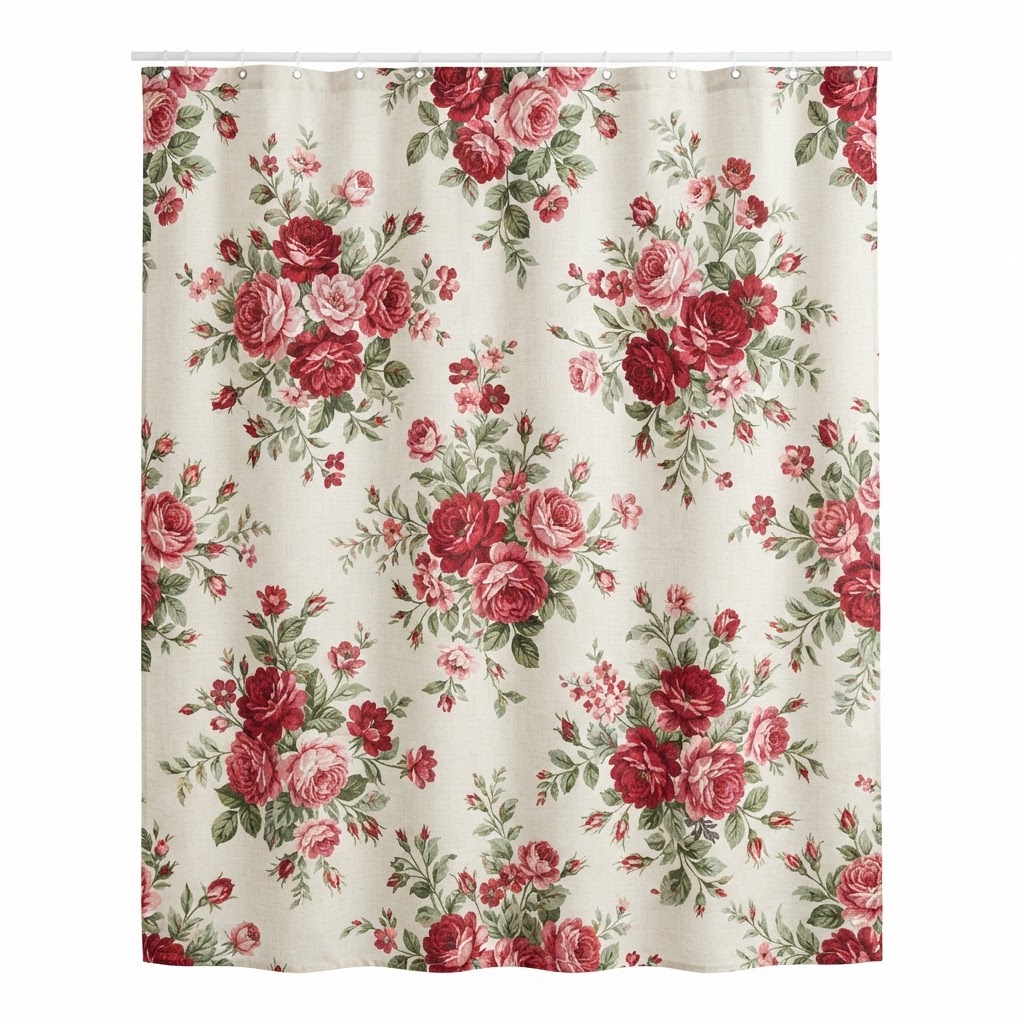 core Floral Rose Shower Curtain