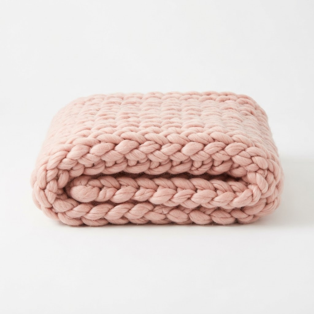 Blush Chunky Knit Throw Blanket