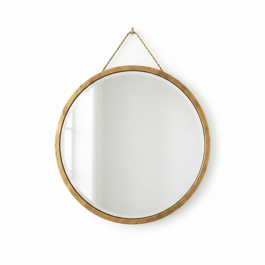 Round Gold Framed Wall Mirror