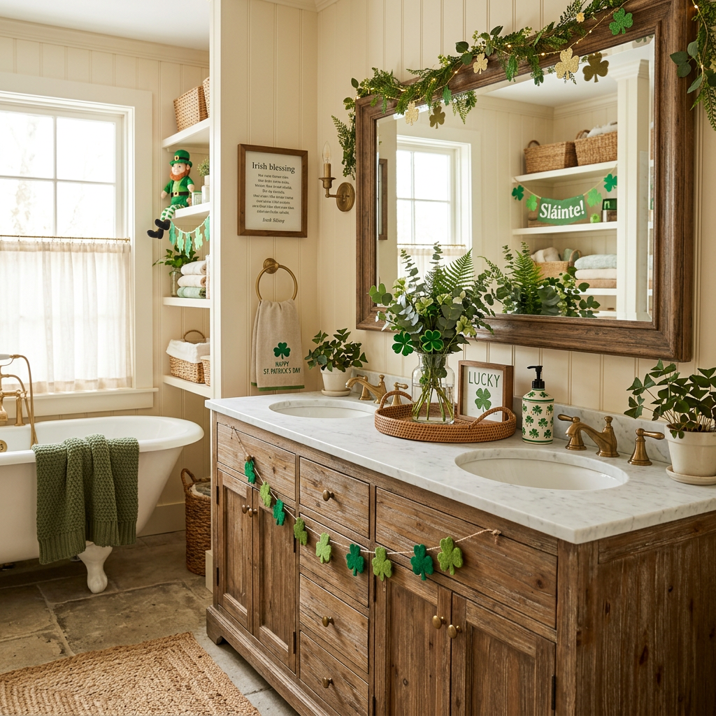 Cottagecore St. Patrick's Day Master Bathroom