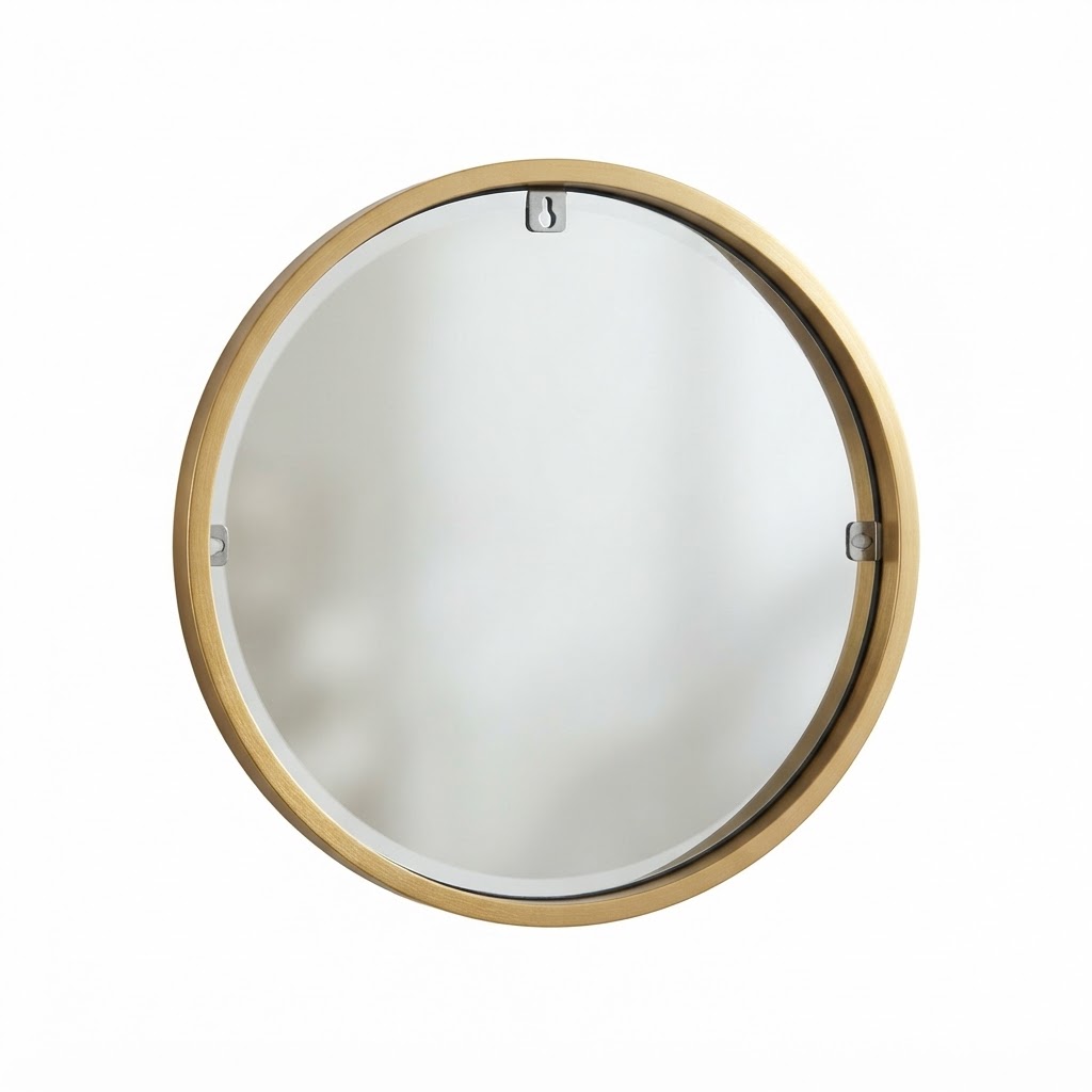 Transitional Brushed Gold Circular Wall Mirror