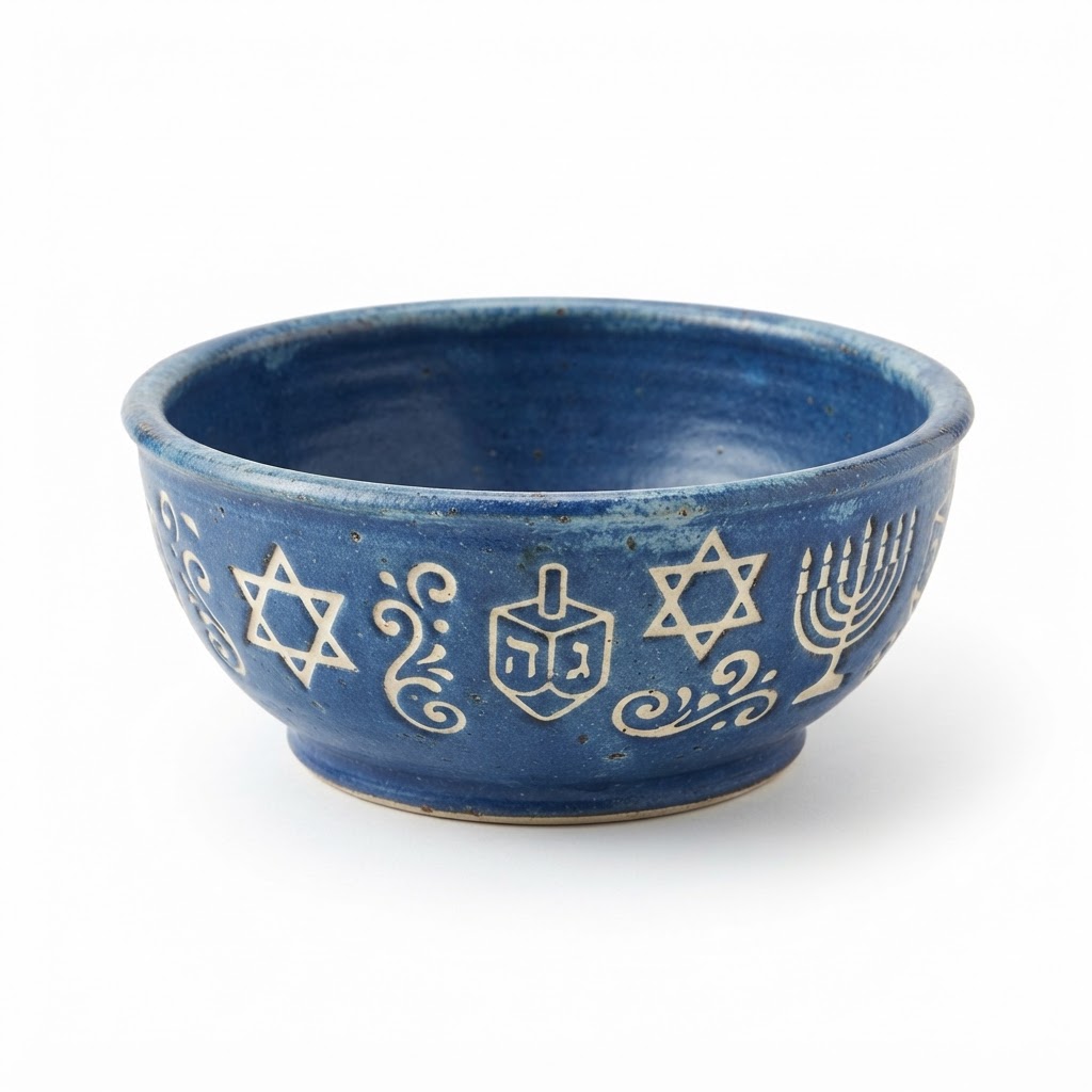 Blue Ceramic Hanukkah Gelt Bowl