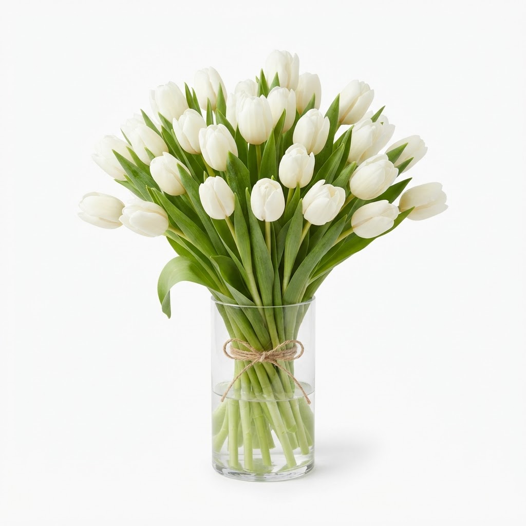 Transitional Fresh White Tulip Bouquet