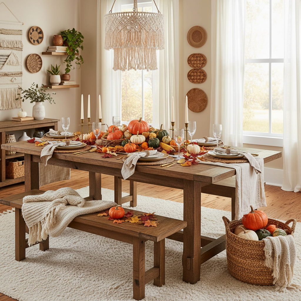 Boho Thanksgiving Dining Room
