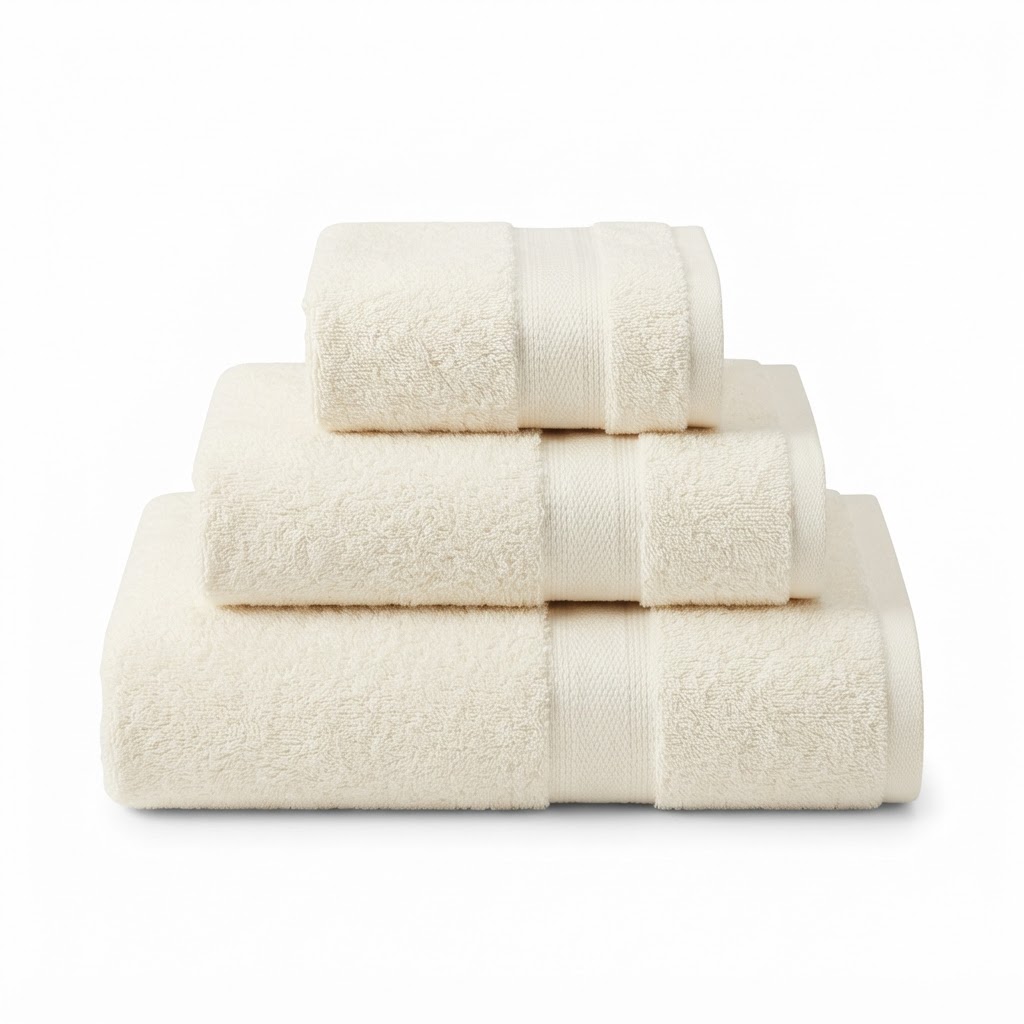 Transitional Cream Cotton Bath Towel Set