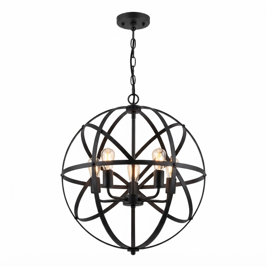 Matte Black Globe Chandelier